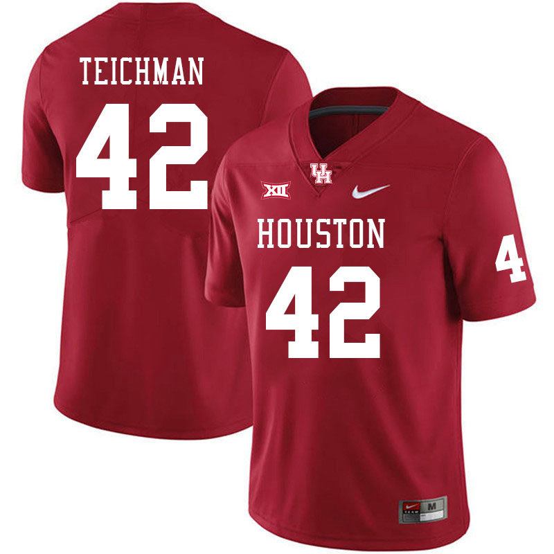 Men #42 Hunter Teichman Houston Cougars College Football Jerseys Stitched Sale-Red - Click Image to Close